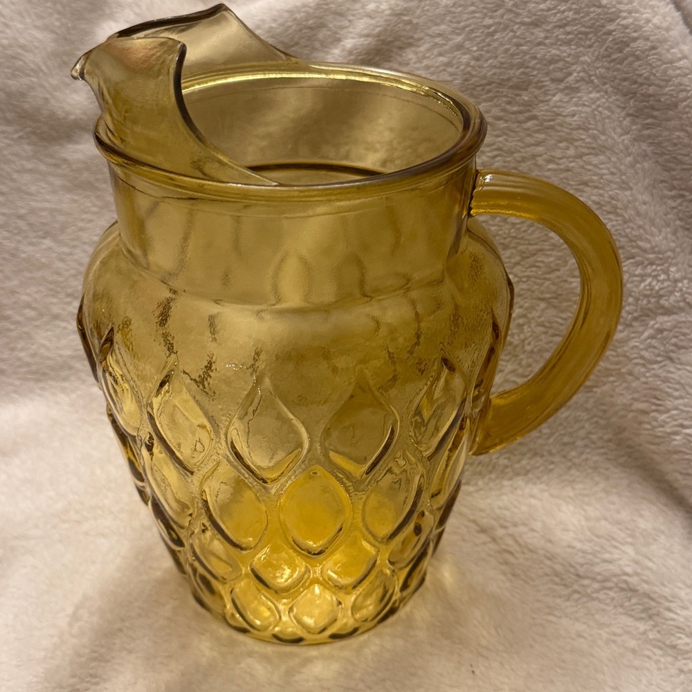 Vintage Anchor Hocking Yellow  Glass Pitcher